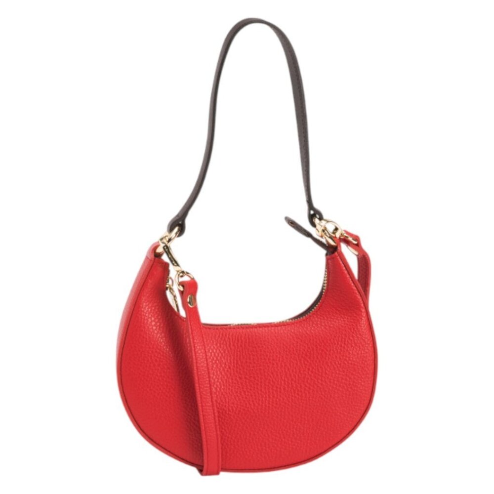 VALENTINA Made In Italy Leather Half Moon Shoulder Bag